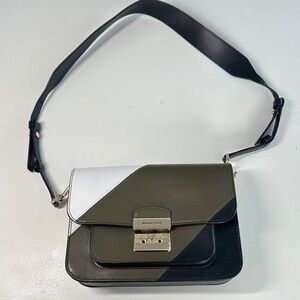 Michael Kors Olive, Black & White Colorblock Leather Crossbody
